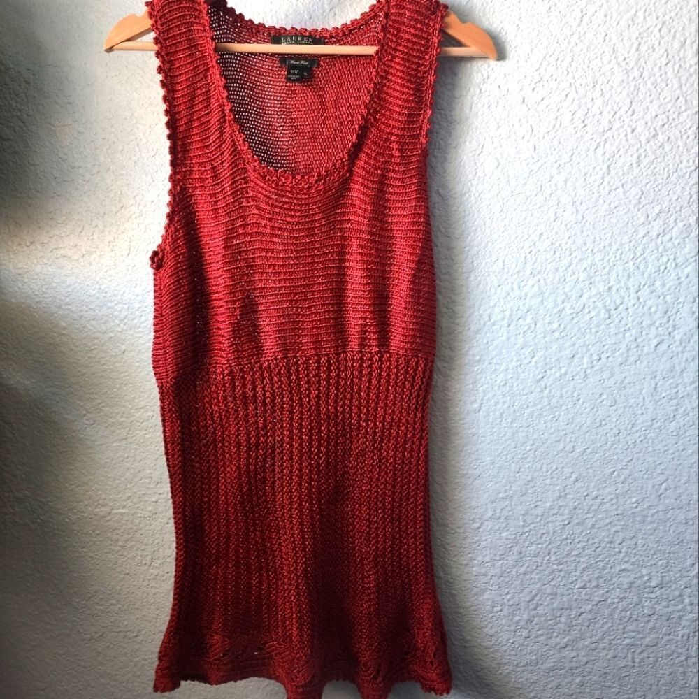 Ralph Lauren hand Knit Silk sleeveless blouse dress